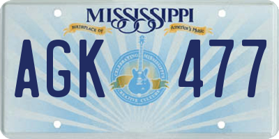 MS license plate AGK477