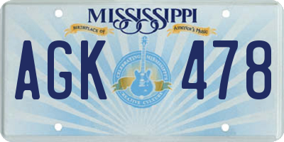 MS license plate AGK478