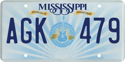 MS license plate AGK479