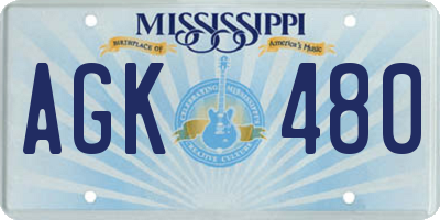 MS license plate AGK480