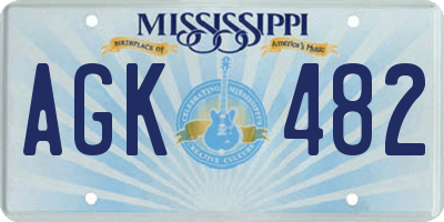 MS license plate AGK482