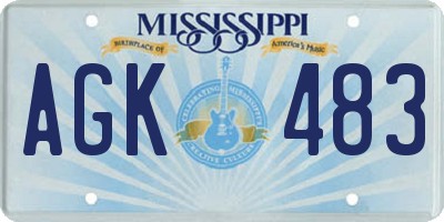 MS license plate AGK483
