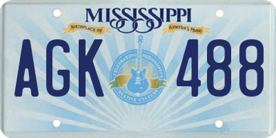MS license plate AGK488