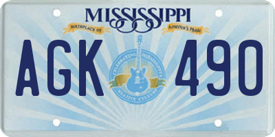 MS license plate AGK490