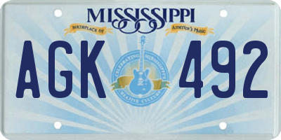 MS license plate AGK492