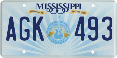 MS license plate AGK493
