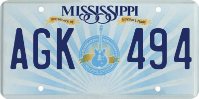 MS license plate AGK494