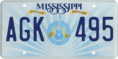 MS license plate AGK495