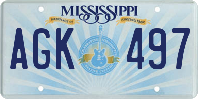 MS license plate AGK497