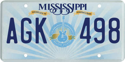 MS license plate AGK498
