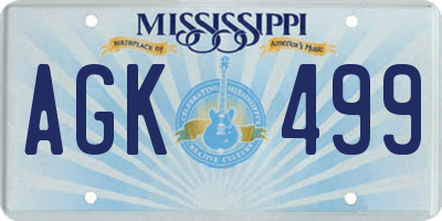 MS license plate AGK499