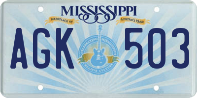 MS license plate AGK503