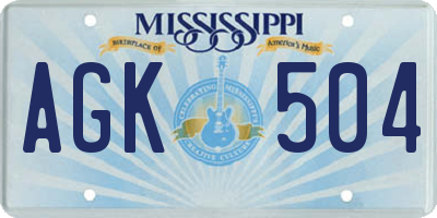 MS license plate AGK504