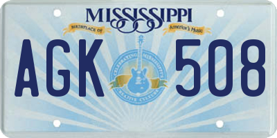 MS license plate AGK508