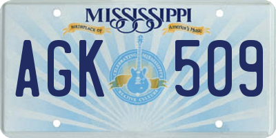 MS license plate AGK509