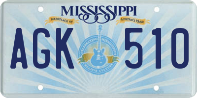 MS license plate AGK510