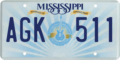 MS license plate AGK511