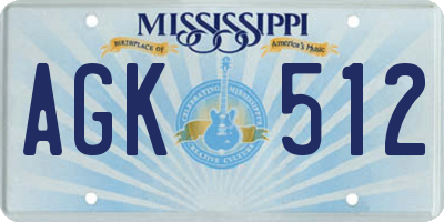 MS license plate AGK512
