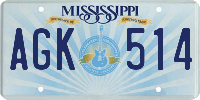MS license plate AGK514