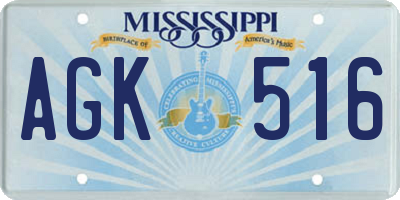 MS license plate AGK516