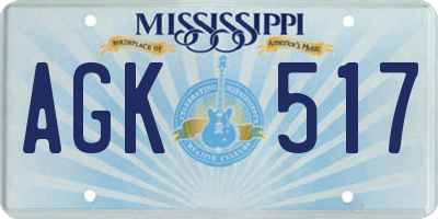 MS license plate AGK517