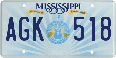 MS license plate AGK518