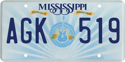 MS license plate AGK519