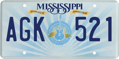MS license plate AGK521