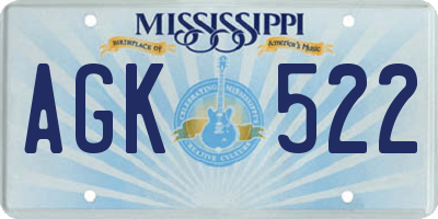 MS license plate AGK522