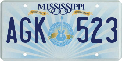 MS license plate AGK523
