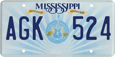 MS license plate AGK524