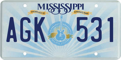 MS license plate AGK531