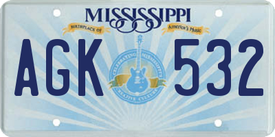 MS license plate AGK532