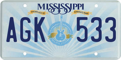 MS license plate AGK533