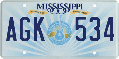 MS license plate AGK534