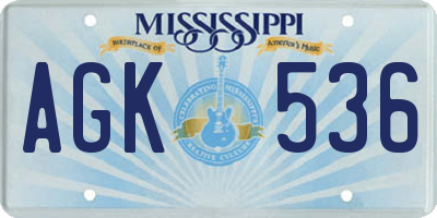 MS license plate AGK536