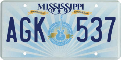 MS license plate AGK537