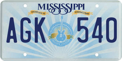 MS license plate AGK540