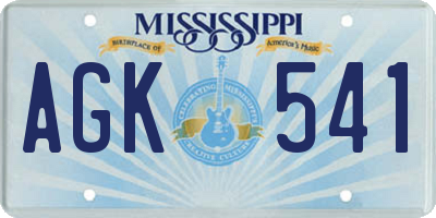MS license plate AGK541