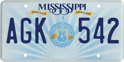 MS license plate AGK542