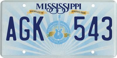 MS license plate AGK543