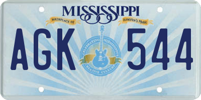 MS license plate AGK544