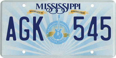 MS license plate AGK545