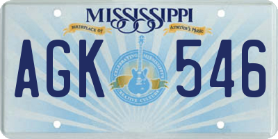 MS license plate AGK546