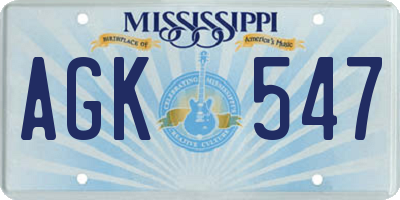 MS license plate AGK547