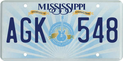 MS license plate AGK548