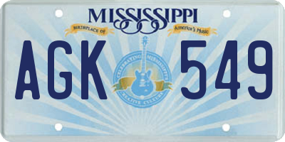 MS license plate AGK549