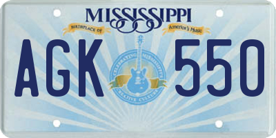 MS license plate AGK550