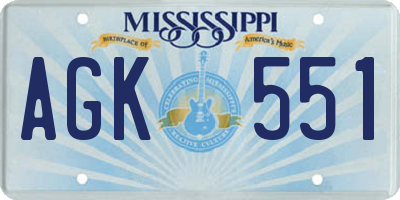 MS license plate AGK551