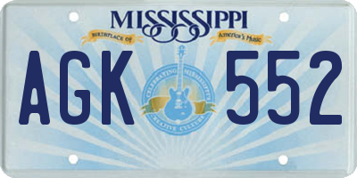 MS license plate AGK552